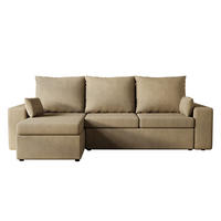 ECKSOFA Paco mit Bettkasten und Schlaffunktion, L-Form/XL-Form, Velourstoff, Universal - Cappuccino, Holzwerkstoff (246/145cm) - 4ALL HOME