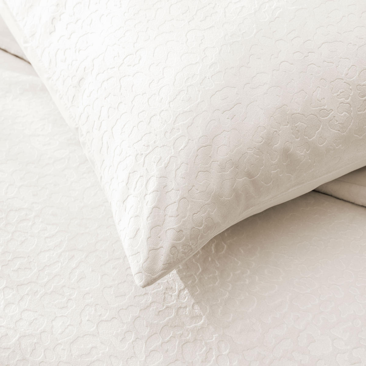 VELOURS-BETTWÄSCHE-SET geprägt Fauve 240/220 cm - Weiß, Textil (220/240cm) - Douceur d´intérieur