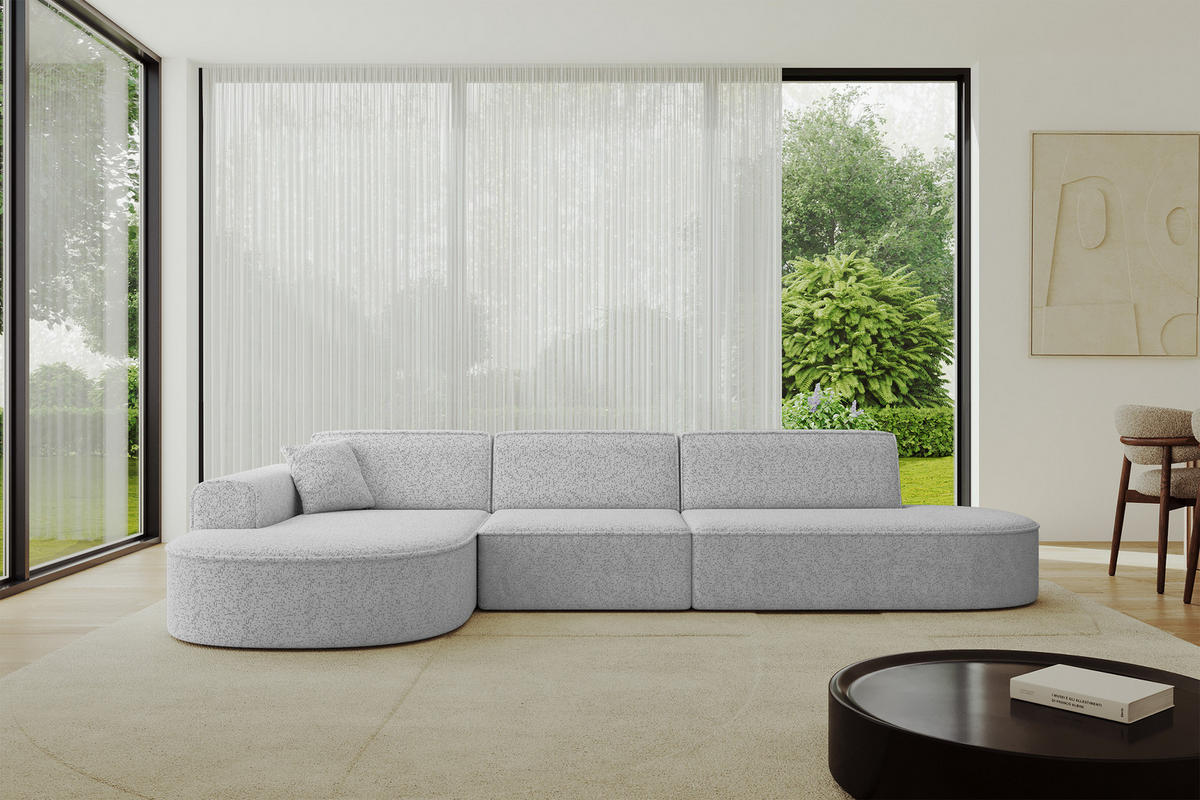 ECKSOFA Ottomane Links MARI-L2 - 328x171x79 cm Grau Tissu - Schwarz/Grau, Holzwerkstoff/Kunststoff (328/171cm) - ALTDECOR