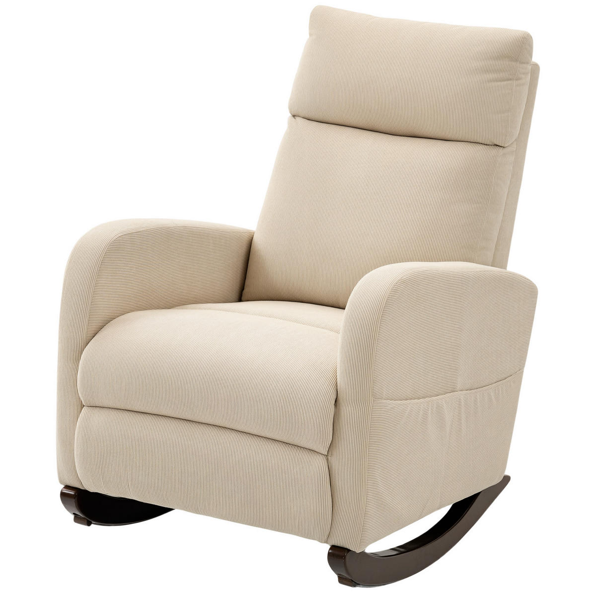 SCHAUKELSTUHL Cordstoff Seitentaschen Beige - Beige, Textil (94/105/67cm) - Vallsero