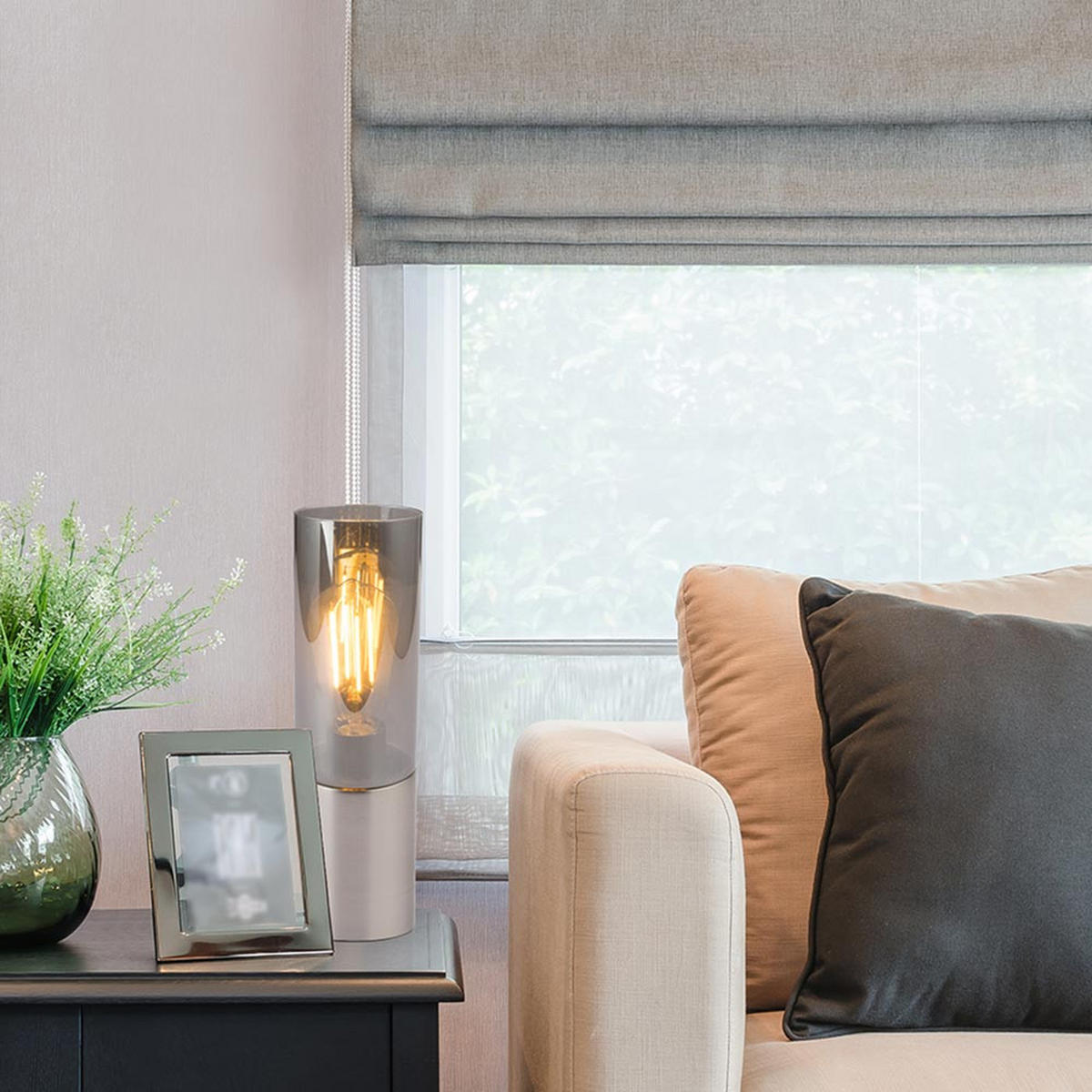 LED TISCHLEUCHTE Metall Silber ANNIKA - Silberfarben, Glas (9/9/30cm) - Globo Lighting