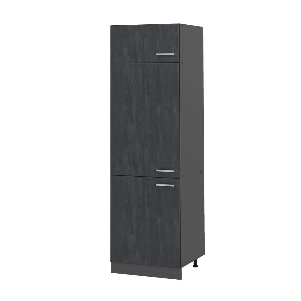 KÜHLUMBAUSCHRANK R-Line Schwarz Beton 60 cm - Anthrazit/Schwarz, Holzwerkstoff (60/206.8/57.2cm) - Vicco