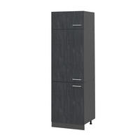 KÜHLUMBAUSCHRANK R-Line Schwarz Beton 60 cm - Anthrazit/Schwarz, Holzwerkstoff (60/206.8/57.2cm) - Vicco