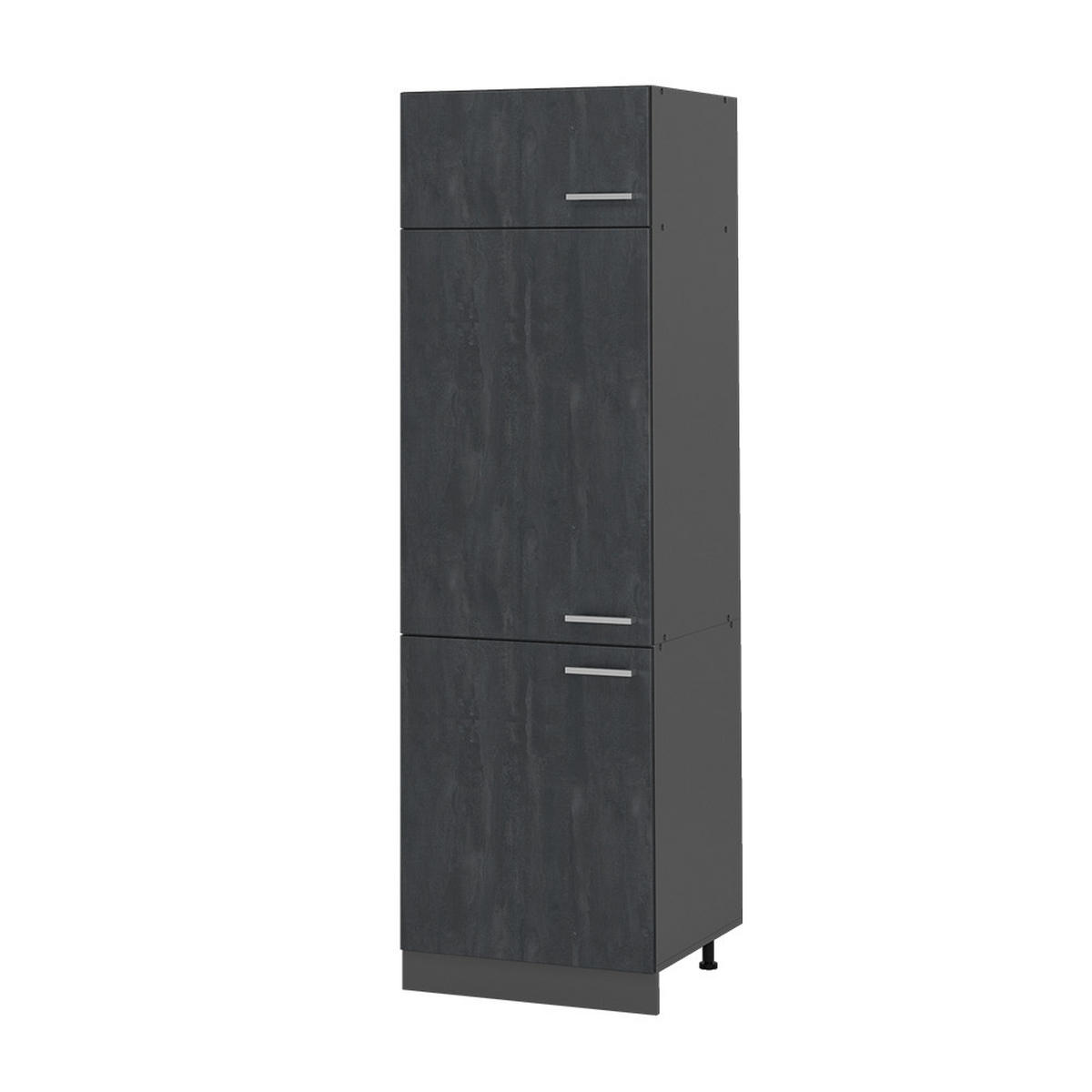 KÜHLUMBAUSCHRANK R-Line Schwarz Beton 60 cm - Anthrazit/Schwarz, Holzwerkstoff (60/206.8/57.2cm) - Vicco