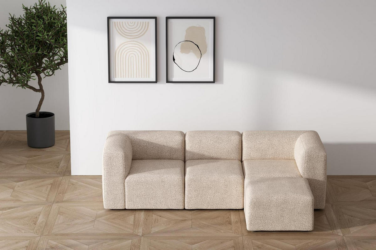 CHAISELONGSOFA Cubic Stoff Beige - Beige, Textil (257/64/164cm) - ebuy24