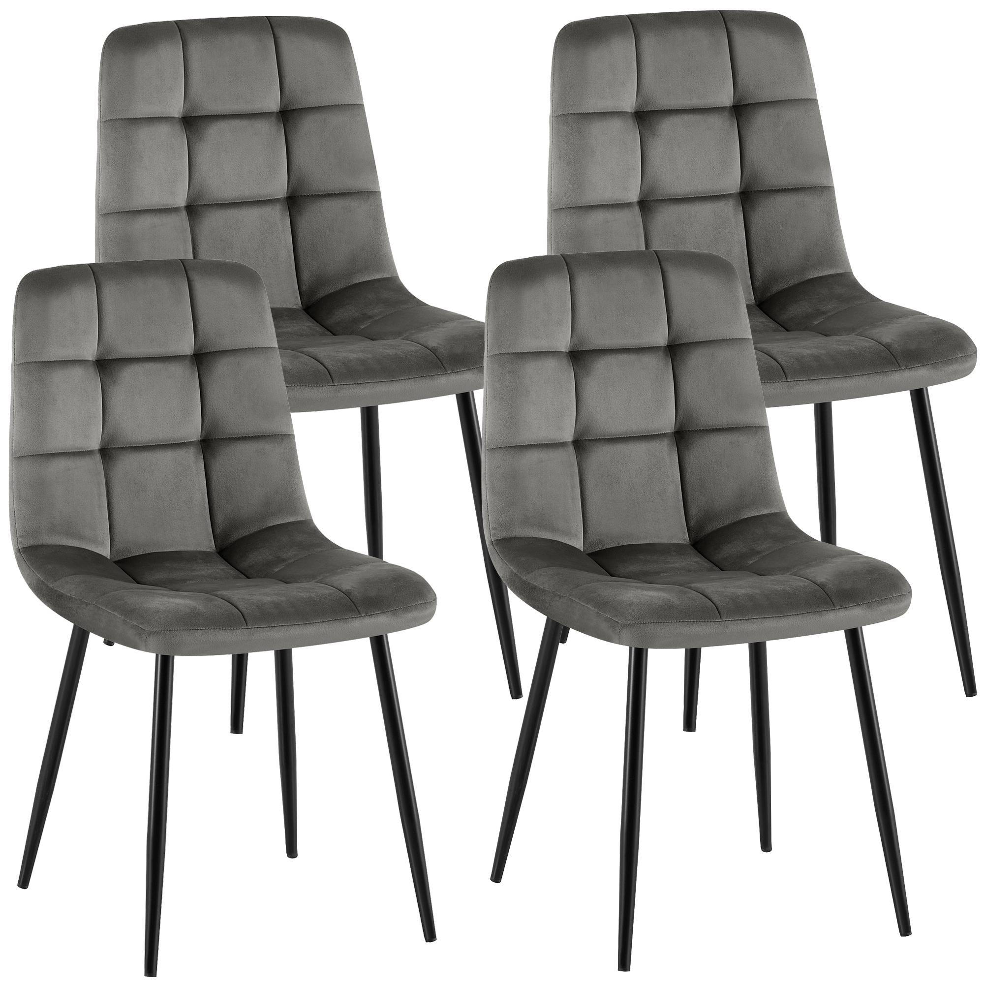 STUHL 4 Samt Dunkelgrau - Dunkelgrau/Schwarz, Textil/Metall (45/84/55cm) - CLP