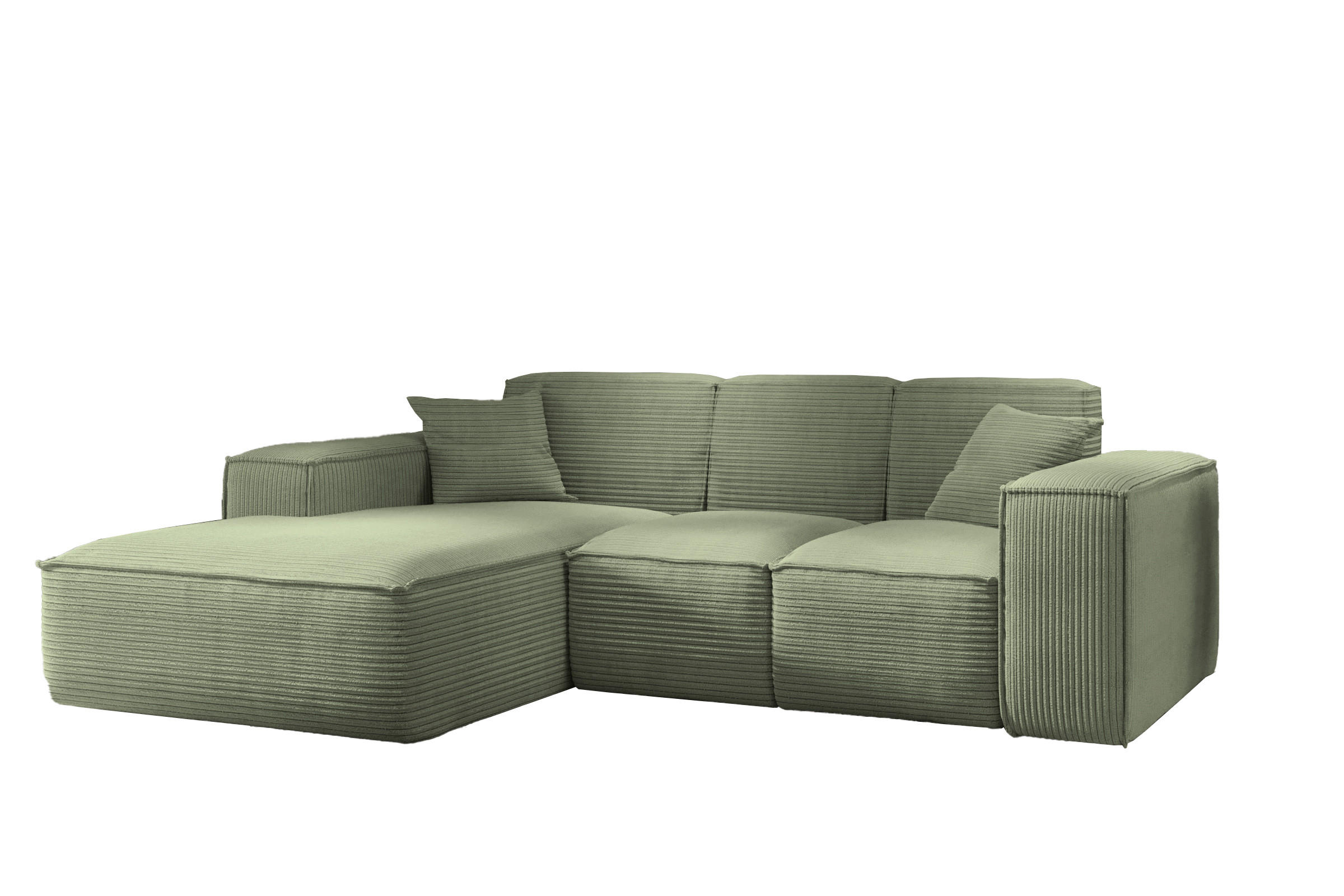 ECKSOFA L-Form Wohnzimmer SIENA Stoff Poso Hellgrün Links - Hellgrün, Holz/Textil (165/266cm) - Kaiser Möbel