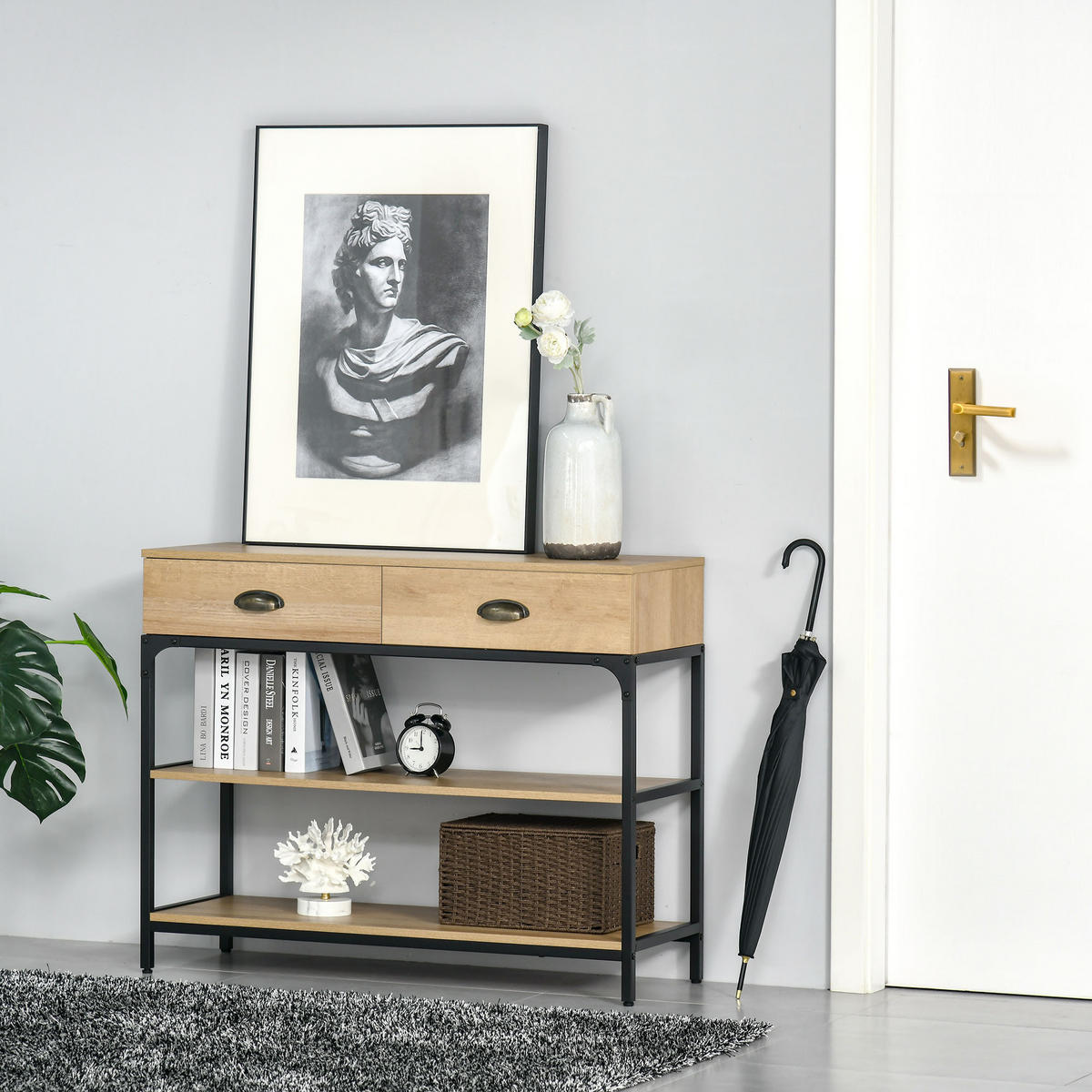 KONSOLENTISCH Eiche Melamin in Holzoptik und Stahl 1 Stück - Beige, Kunststoff (100/35/79.2cm) - GiPP
