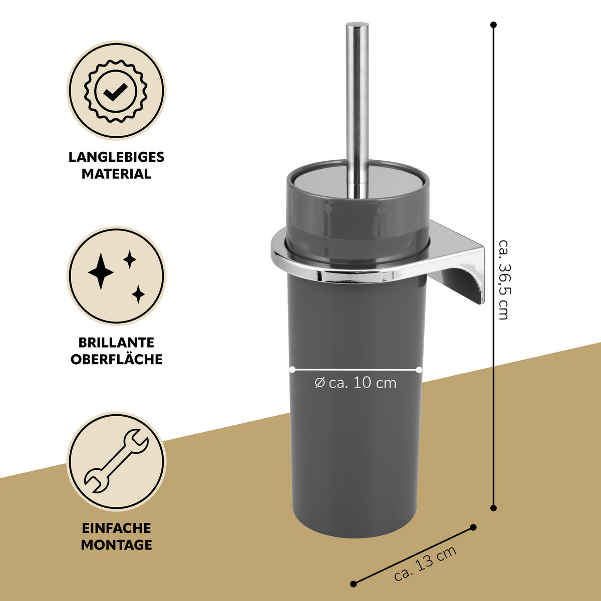 WC-GARNITUR SAVONA, grau, Kunststoff - Grau, Kunststoff (10/36.5/10cm) - bremermann