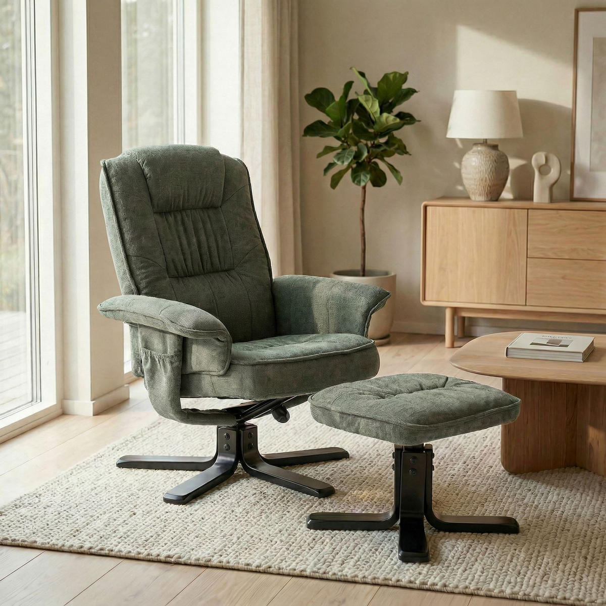 RELAXSESSEL CHARLY - Schwarz/Grün, Textil (76/87/61cm) - IDIMEX