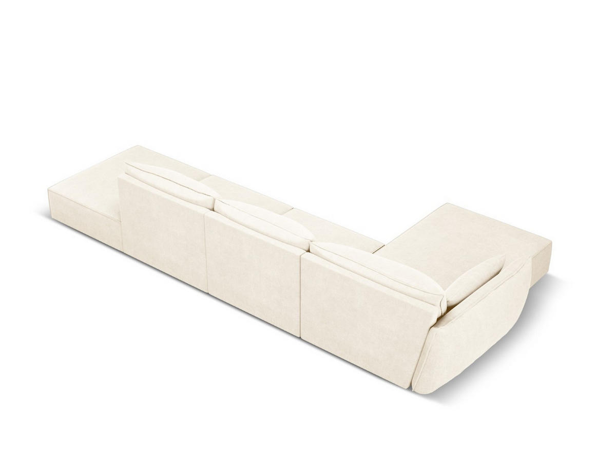 ECKSOFA links Kaelle aus Chenille-Stoff leichtes beige 5 Sitzplätze - Creme, Textil (171/364cm) - Micadoni