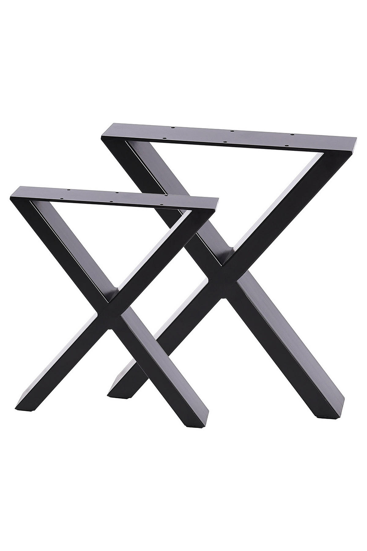 TISCHBEINE 2-tlg Set X-förmige aus Eisen in Schwarz 71-cm hohe 50 x 7 x 71 cm - Schwarz, Metall (50/71/7cm) - Livingandhome