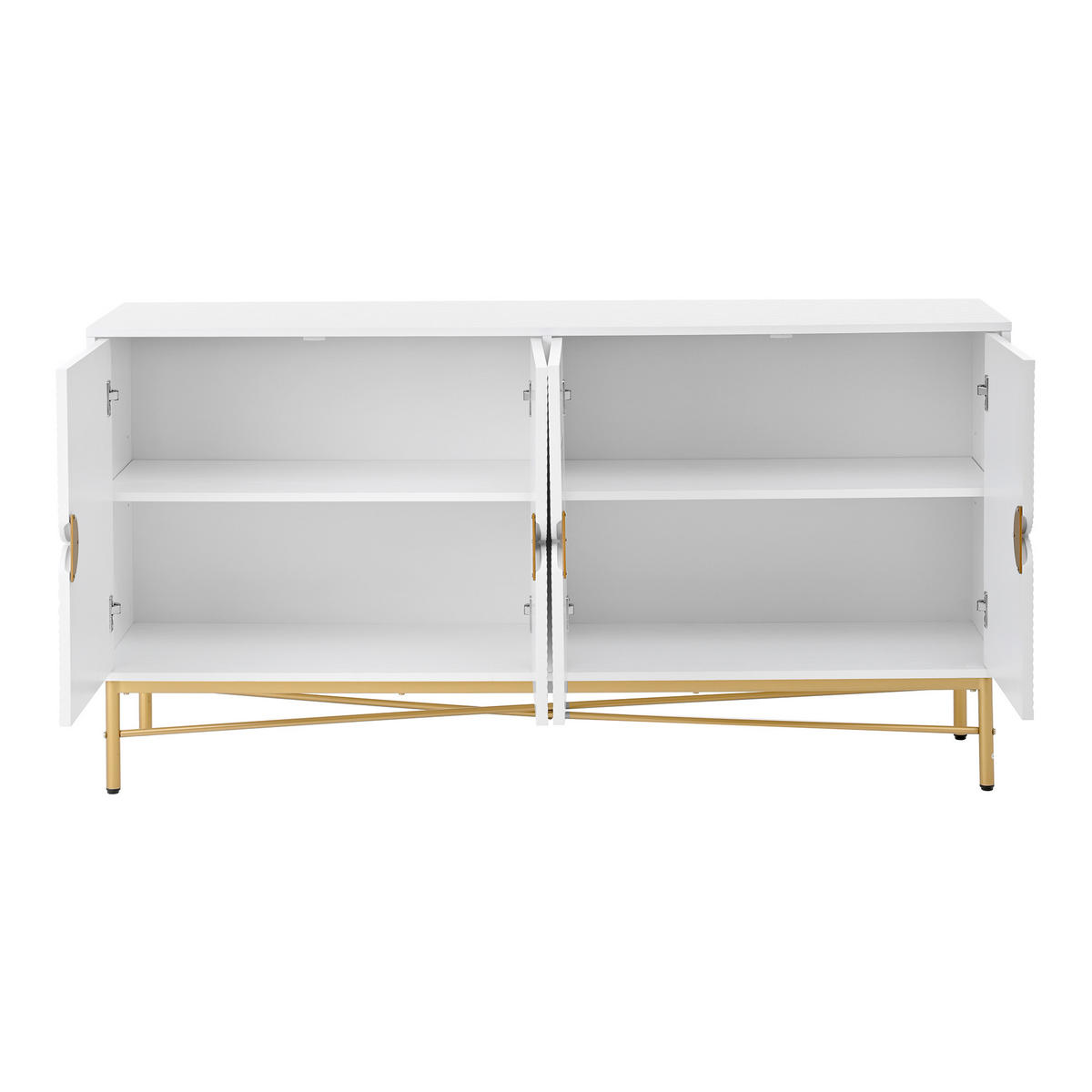 SIDEBOARD mit 2 Türen & 3 Schubladen, Weiß & Holzoptik, 120 x 40 x 80 cm - Weiß, Holzwerkstoff/Metall (160/82/40cm) - Urban Meuble
