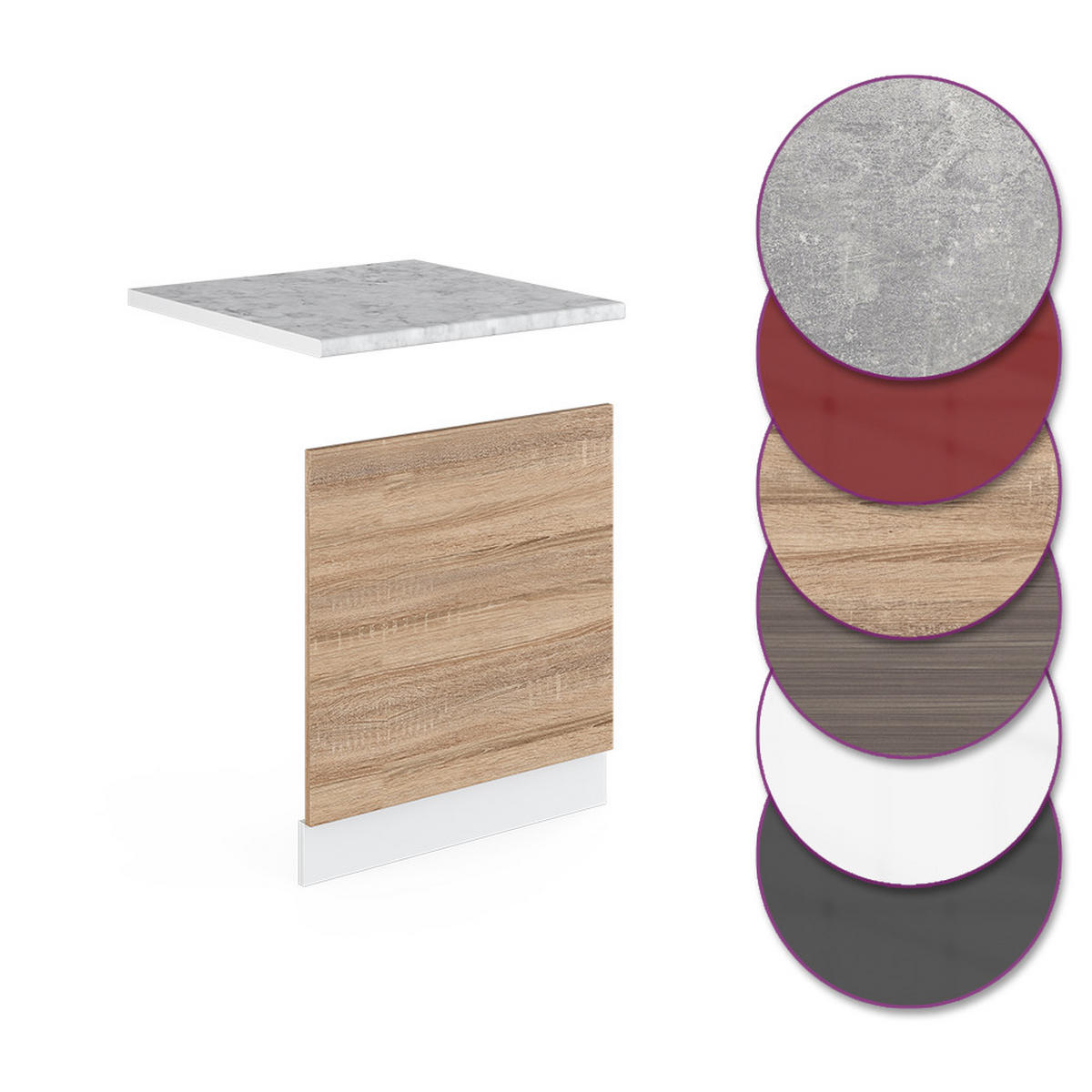 PŘEDNÍ PANEL R-Line Sonoma - bílá/Sonoma dub, kompozitní dřevo (60/57.2/1.6cm) - Vicco