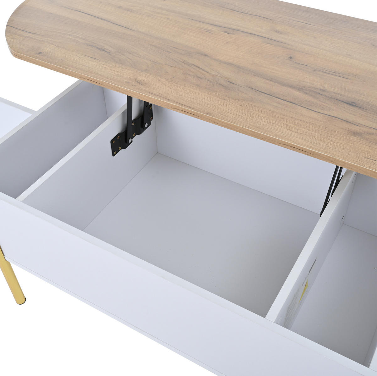COUCHTISCH 120/50/43 cm mit höhenverstellbarer Platte und Stauraum - Weiß, Holzwerkstoff (120/50/43cm) - Flora Grace