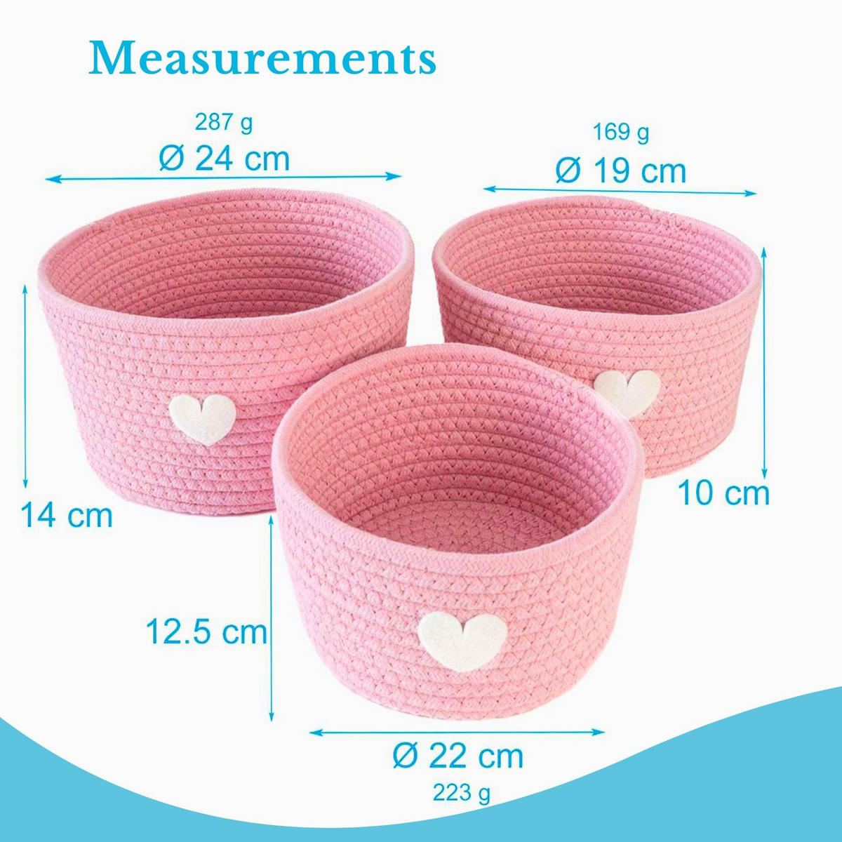 AUFBEWAHRUNGSKORB SET (3-tlg.) - Rosa, Textil (24/14/24cm) - Intirilife
