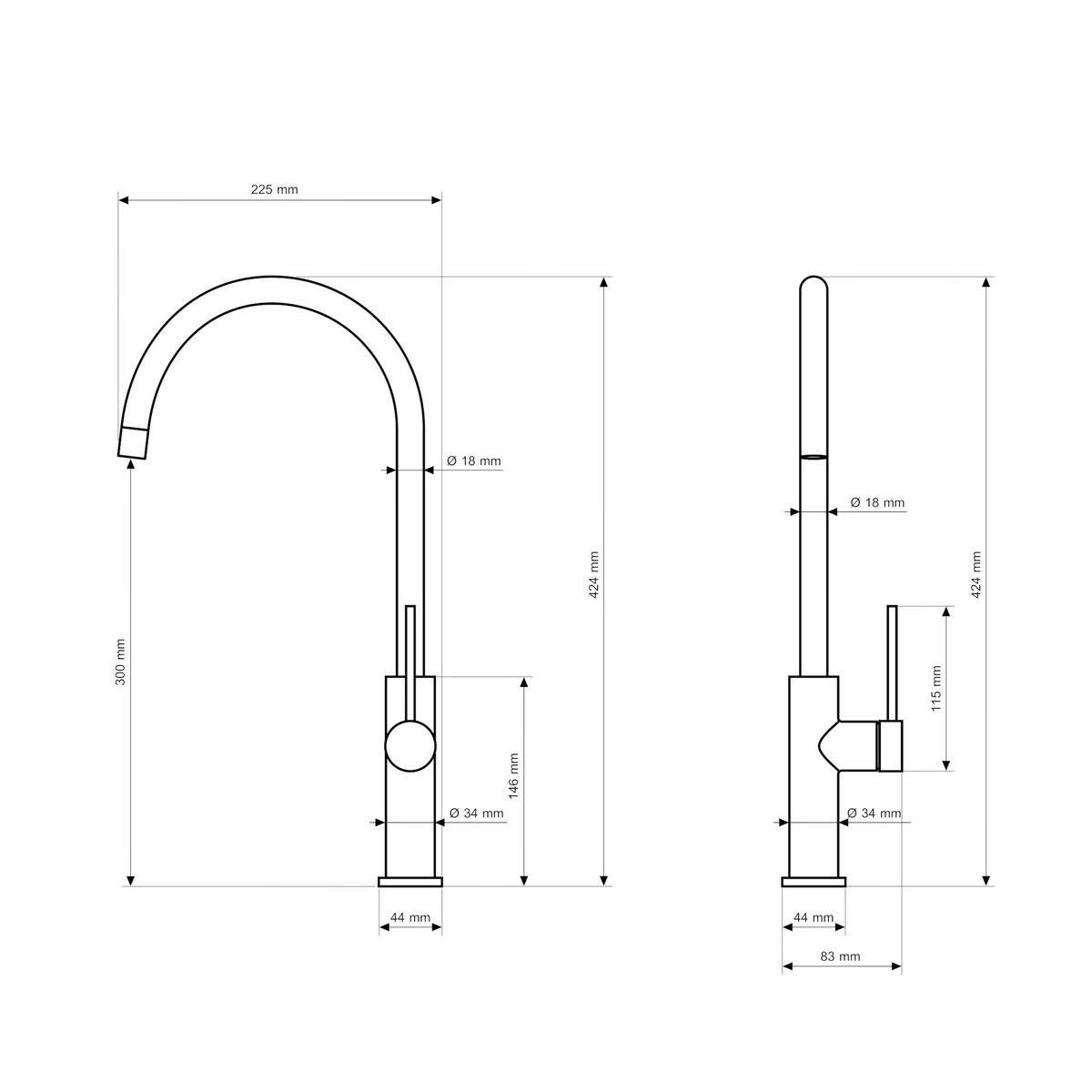 KÜCHENARMATUR Prestige SLIM Gebürstetes Gold - Goldfarben, Metall (23/42/23cm) - Granitan