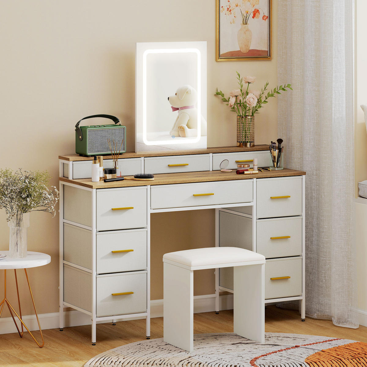 SCHMINKTISCH DE-18307 Natur - Naturfarben, Holzwerkstoff (39.5/140/118.5cm) - ComfortXL