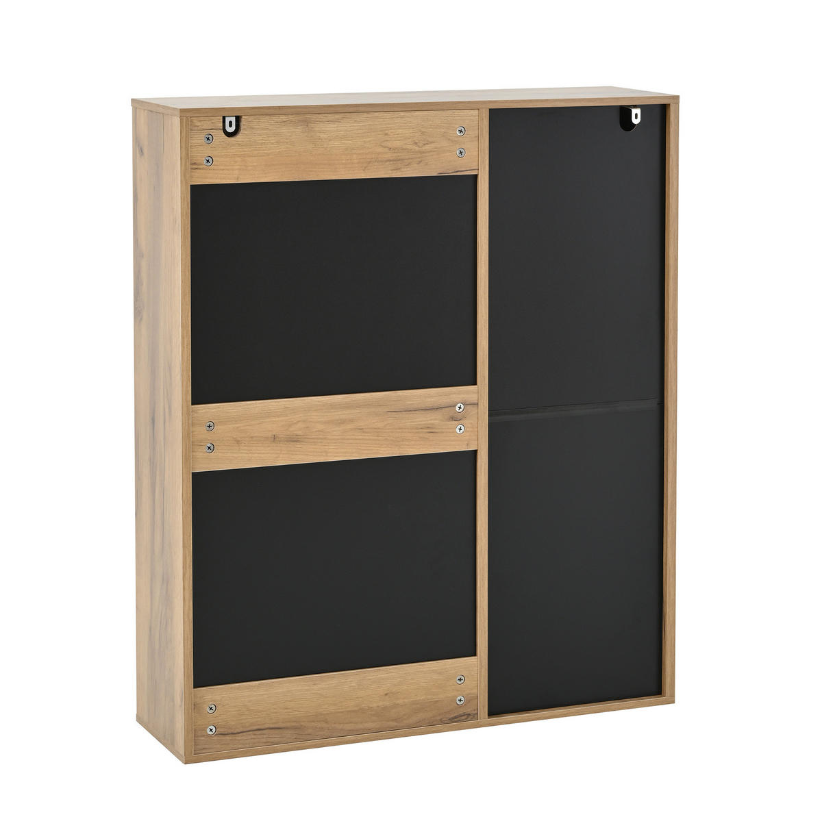 SCHUHSCHRANK 80/24/95,5 cm mit 2 Klappen, 1 Tür und Schublade in Natur/Schwarz - Naturfarben, Holzwerkstoff (80/95.5/24cm) - BEAOK