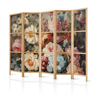 PARAVENT Japanischer 5-tlg 225x172 cm Bunte Blumen - Multicolor, Holz/Textil (225/172/3cm) - Muralo