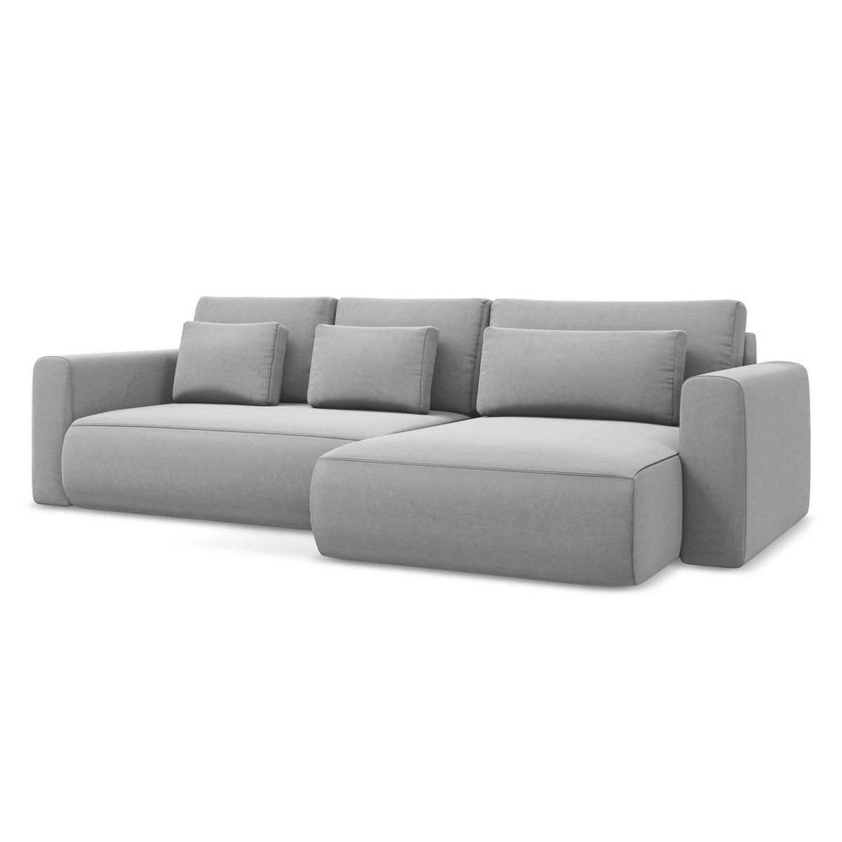 ECKSOFA mit Schlaffunktion Samt Stoff Grau - Schwarz/Grau, Kunststoff/Textil (278/149cm) - LaMiaSofa