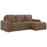ECKSOFA NESSARO L Braun Cord - Rechts Seite - Schwarz/Braun, Kunststoff/Textil (151/244cm) - MKS