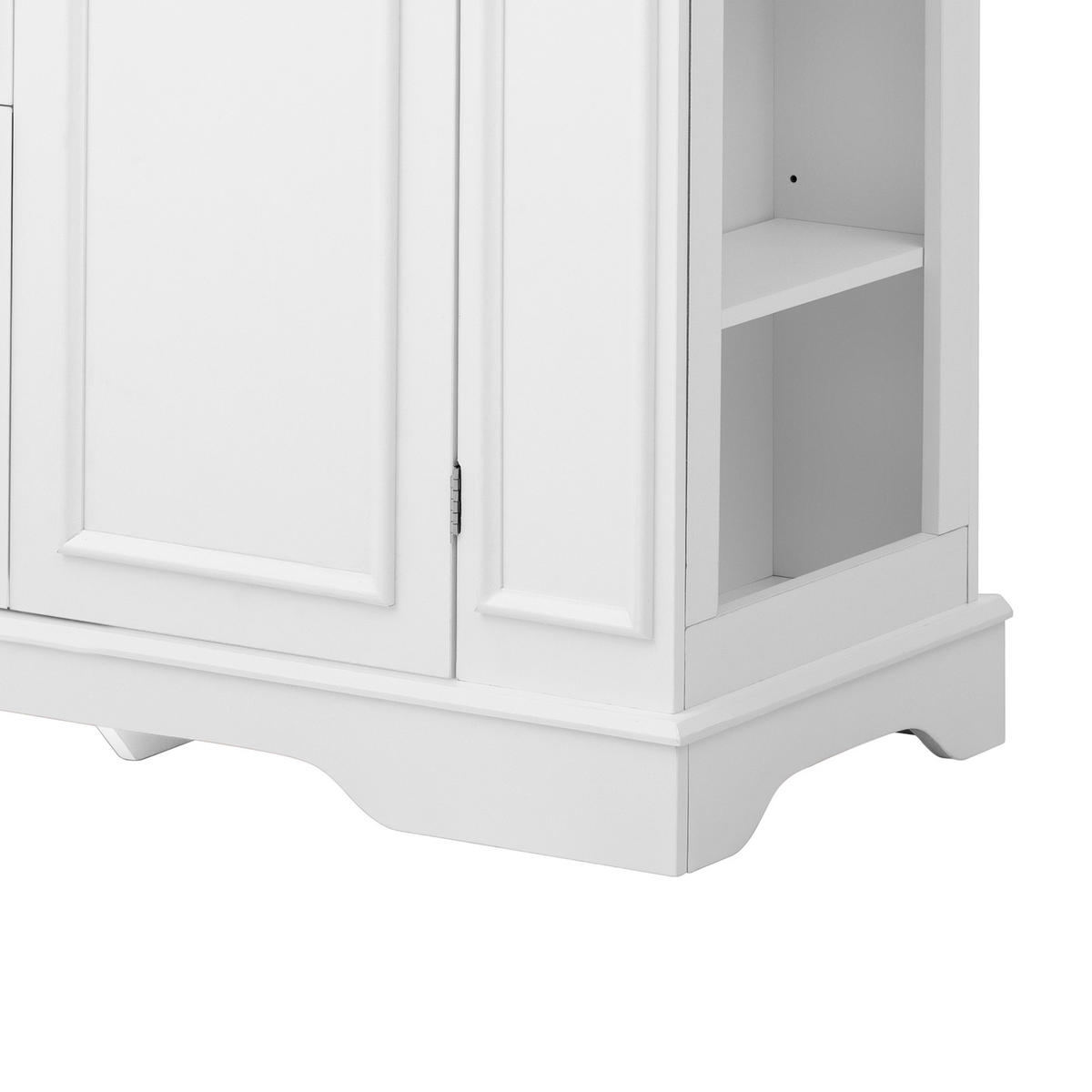 KÜCHENINSEL aus MDF 130.5x40-65x92 cm Weiß mit klappbarer Platte & Ladestationc - Weiß, Holzwerkstoff (130.5/92/65cm) - Modfu