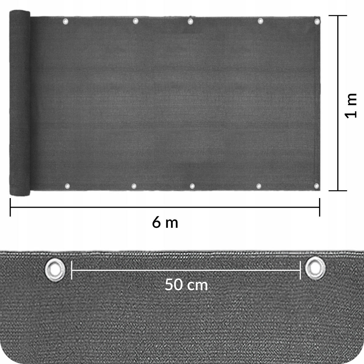 BALKON-SICHTSCHUTZ 1x6m - Anthrazit, Kunststoff (600/100cm) - KRUMAD