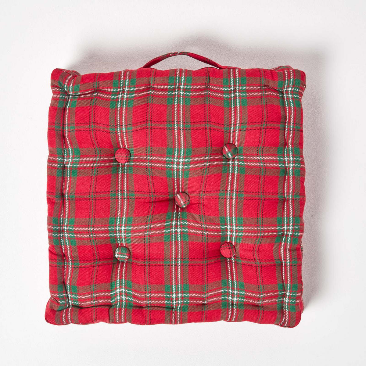 SITZKISSEN Karo rot-grün 40/40/8 cm - Rot, Textil (40/40/8cm) - Homescapes