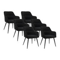 STUHL 6er-Set - Stoff & Metall - Schwarz - HEKA - Schwarz, Textil (61/78/59.5cm) - Vente-Unique