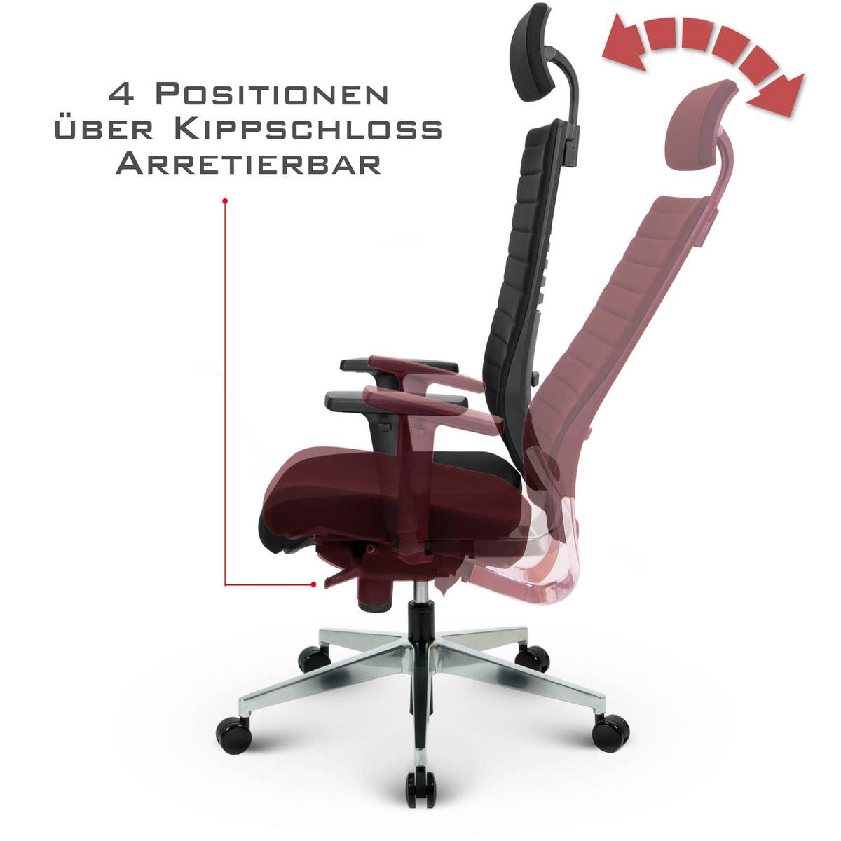 CHEFSESSEL V1301 Stoff Schwarz - ergonomisch, 150 kg belastbar, Sitzhöhe 51-63cm - Schwarz, Kunststoff/Textil (65/134/69cm) - Versee