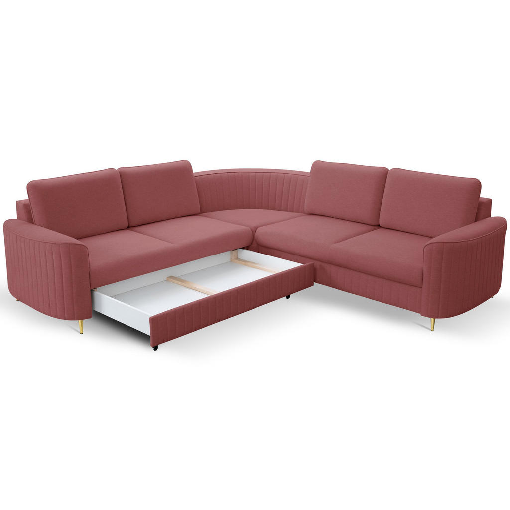 Thumbnail - Masseno Ecksofa, Dunkelrot, Holz, 4-Sitzer, L-Form,L-Form, 251x251 cm, Wohnzimmer, Sofas & Couches, Wohnlandschaften, Ec...