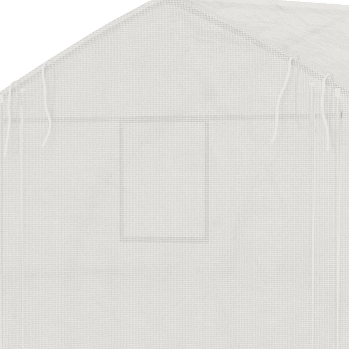 GEWÄCHSHAUS DE-11988 10,4 m² mit Tür & 7 Fenstern Weiß - Weiß, Kunststoff (300/200/347cm) - ComfortXL