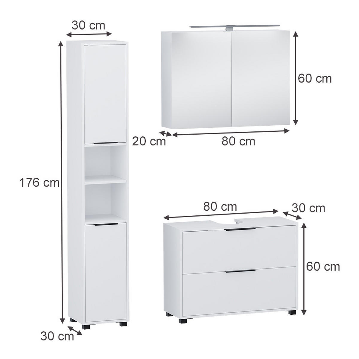 KOUPELNOVÝ NÁBYTEK Alina Bílá - bílá, kompozitní dřevo (80/60/30cm) - Vicco