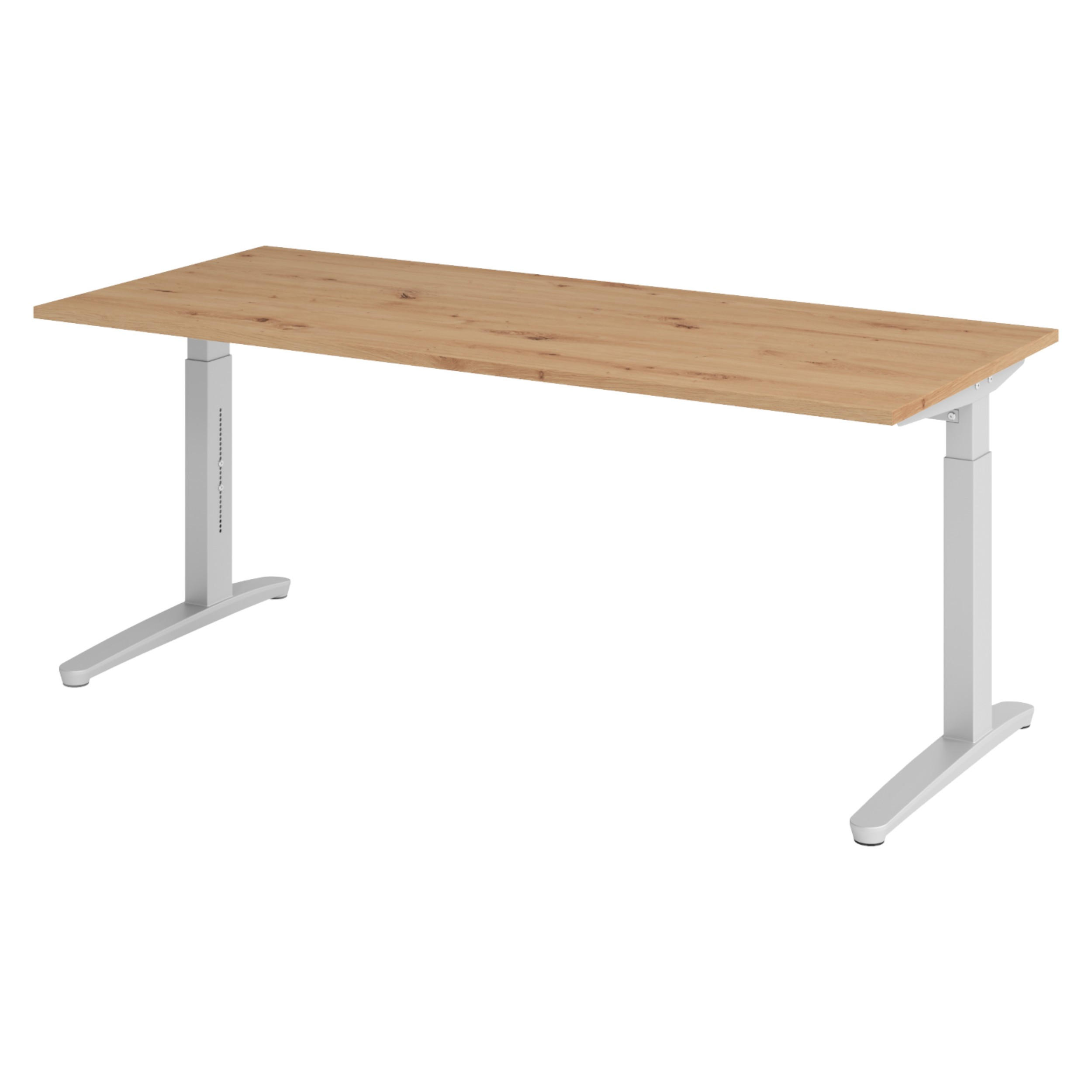 SCHREIBTISCH Serie-XB 80/180/74 cm in Wildeiche/Silberfarben - Wildeiche/Silberfarben, Holzwerkstoff (80/180/74cm) - bümö