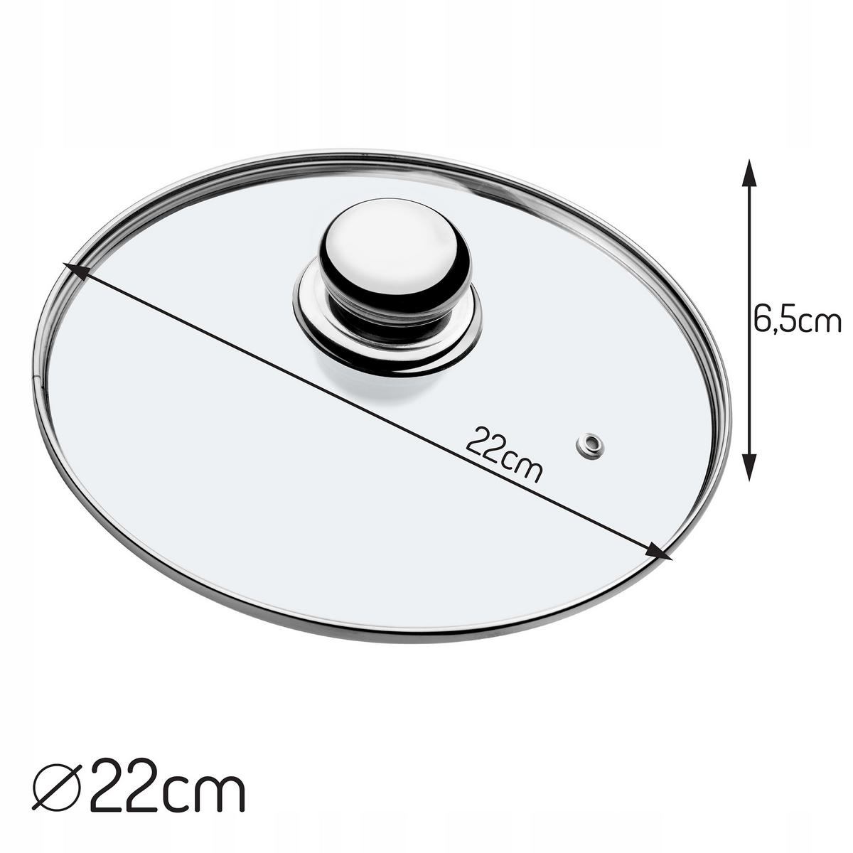 DECKEL mit Metallgriff, 22 cm - Transparent, Glas (22cm) - KADAX