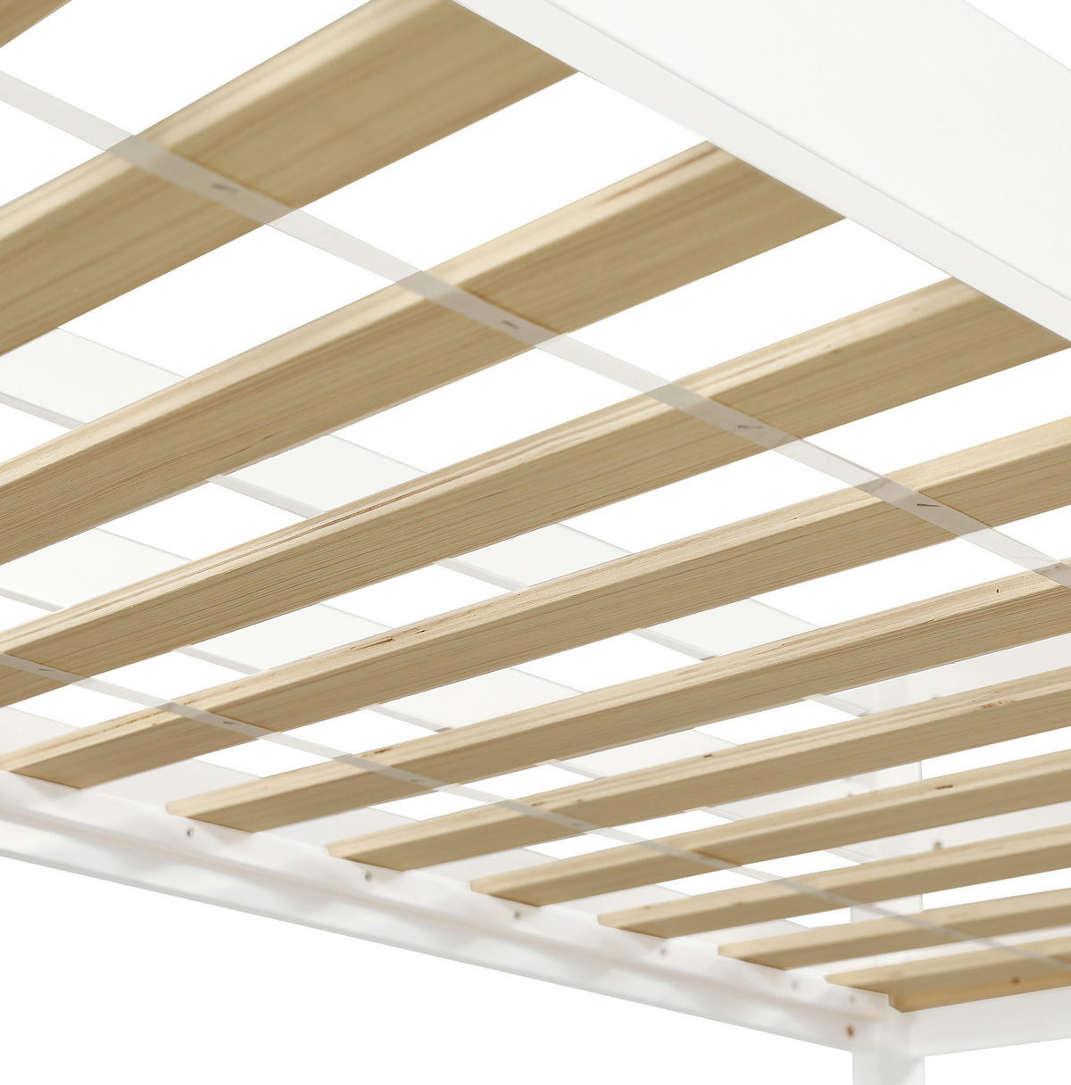 ETAGENBETT aus Kiefernholz 90x200 cm in Weiß mit Treppe, Geländer & Tür - Weiß, Holz (90/200cm) - Modfu