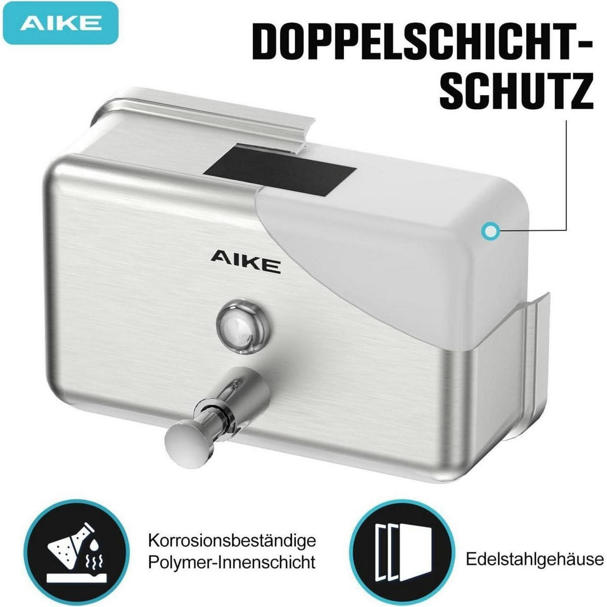 SEIFENSPENDER Edelstahl gebürstet 1100 ml - Silberfarben, Metall (7.2/12.2/20.2cm)