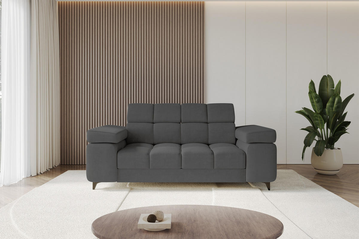 SOFA 2-Sitzer LORD-S1 194x97x90 cm Dunkelgrau Samt - Anthrazit, Holzwerkstoff/Textil (194/90/97cm) - ALTDECOR
