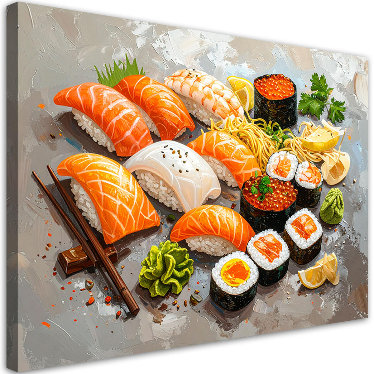 LEINWANDBILD Sushi Essen 100x70cm - Multicolor, Textil (100/70cm) - Feeby