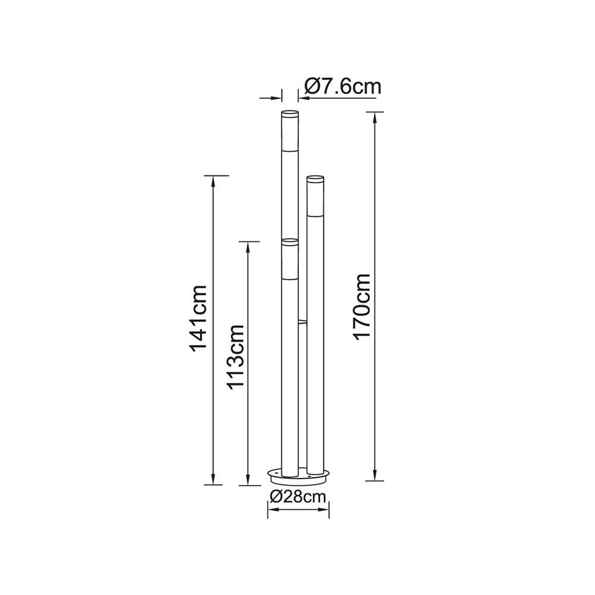 LED STEHLEUCHTE Edelstahl Anthrazit Rauchglas - Anthrazit, Metall (28/28/170cm) - Globo Lighting