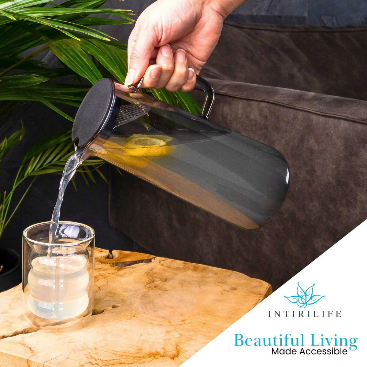 KARAFFE 1.4 Liter - Grau, Glas (1.7L) - Intirilife
