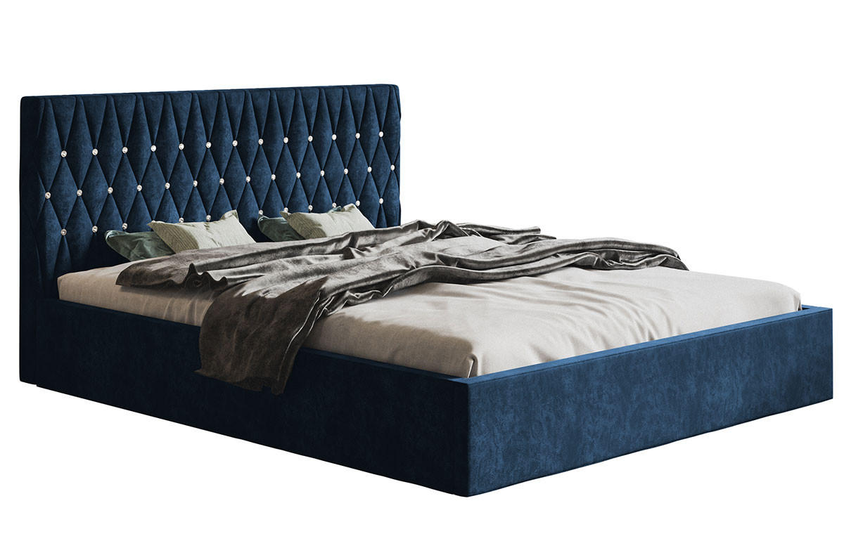 BETT Blau OLDO 3 Gepolstert Mit Bettkasten 120x200 cm - Dunkelblau, Textil (120/200cm) - Sepro Meble