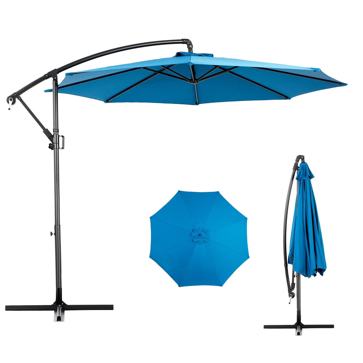 SONNENSCHIRM 295x295cm,Ampelschirm,Gartenschirm,Aluminium,Sonnenschutz,Blau - Blau, Metall (295/295cm) - LVHOM