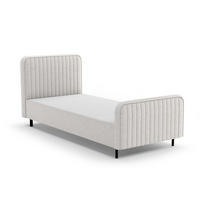 POLSTERBETT Lami 90x200, Einzelbett mit Bettkasten, ohne Matratze, Creme - Creme/Schwarz, Textil/Metall (90/200cm) - Beautysofa