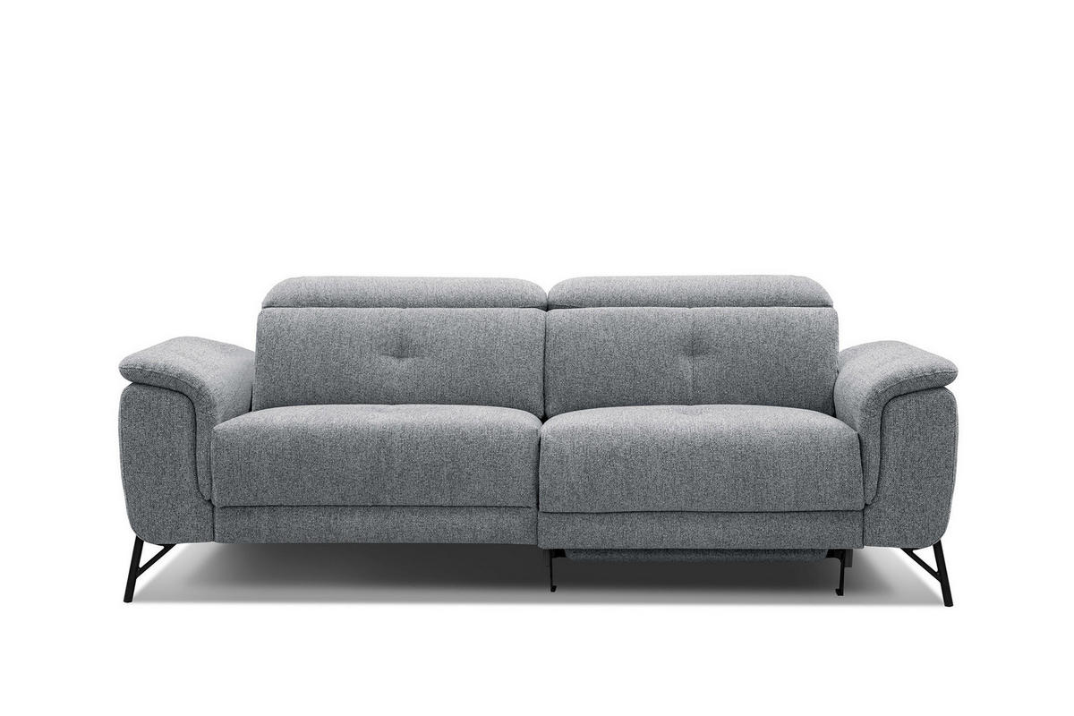SOFA AVENA 3-Sitzer mit 1 Relaxfunktion, grau - Grau, Holzwerkstoff/Textil (204/80/108cm) - Courtois Laville