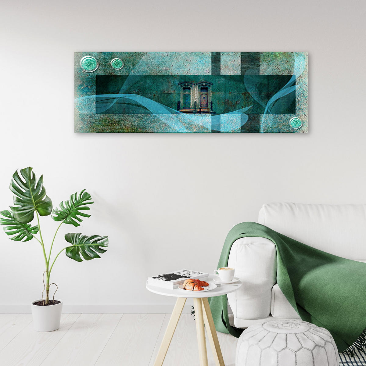 KUNSTDRUCK Türkis 90/30 cm - Türkis, Textil (90/30cm) - KUNSTLOFT