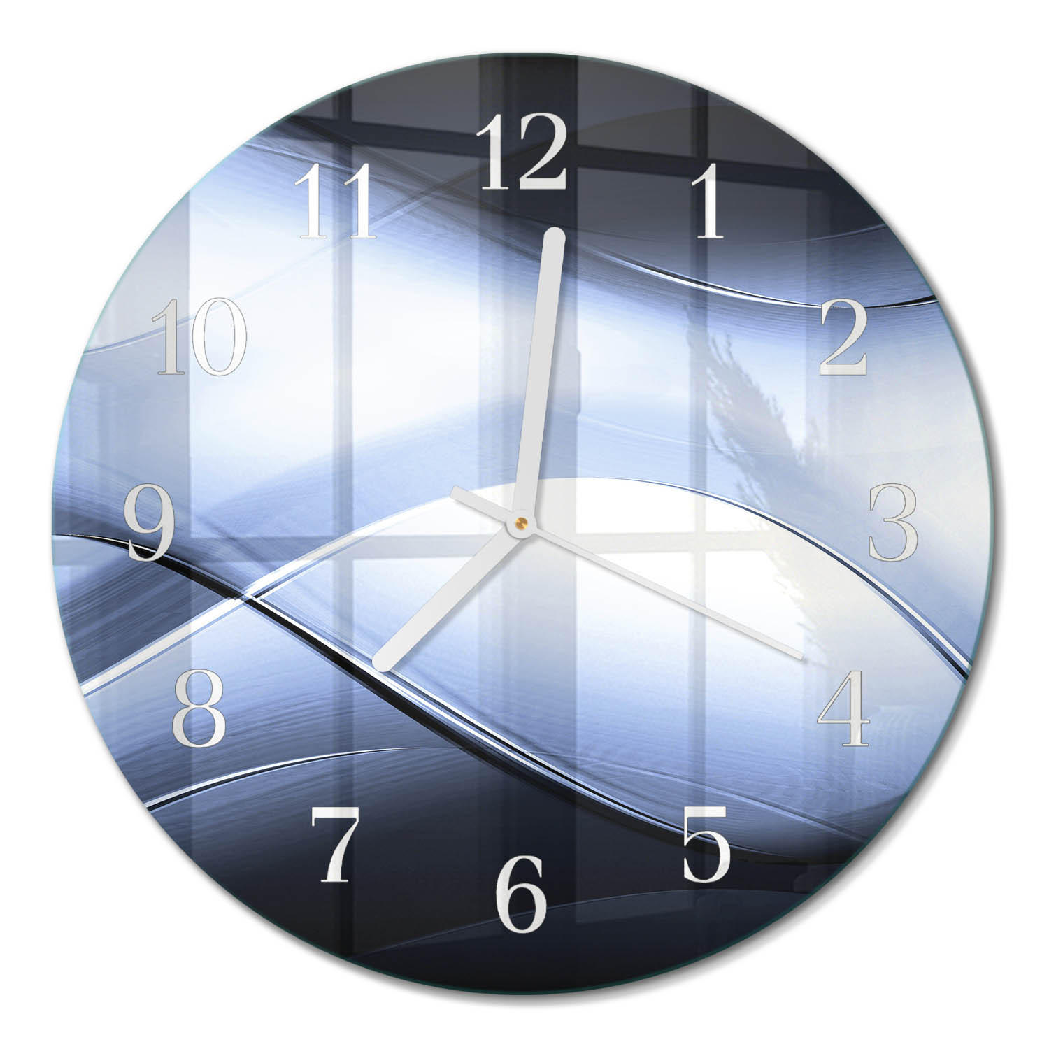 WANDUHR fi30 cm - Abstraktion - Blau, Glas (30/30/0.4cm) - TULUP