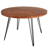 ESSTISCH SCORPION rund Akazie Natur 120cm - Schwarz/Braun, Holz/Metall (120/120/77cm) - riess-ambiente