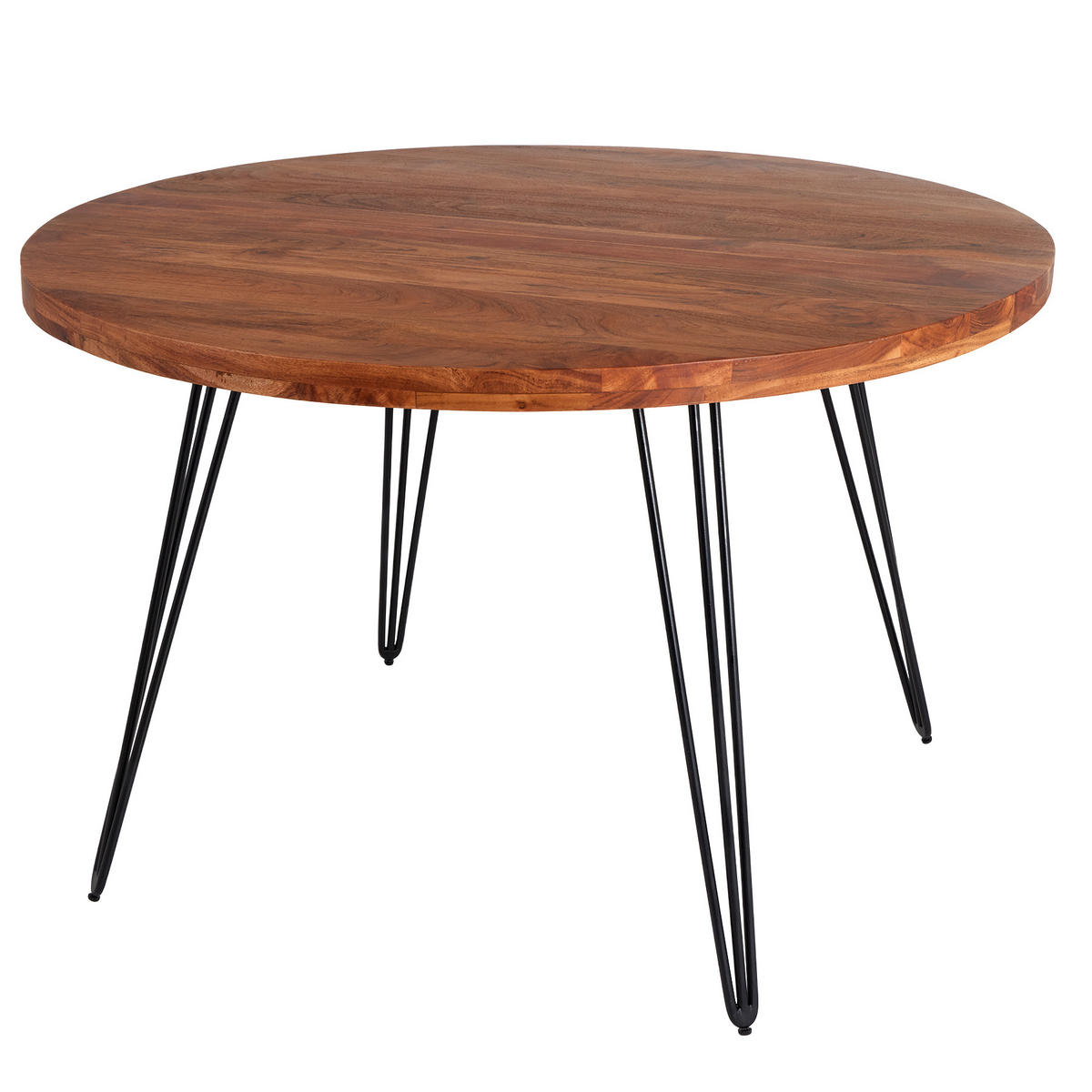 ESSTISCH SCORPION rund Akazie Natur 120cm - Schwarz/Braun, Holz/Metall (120/120/77cm) - riess-ambiente